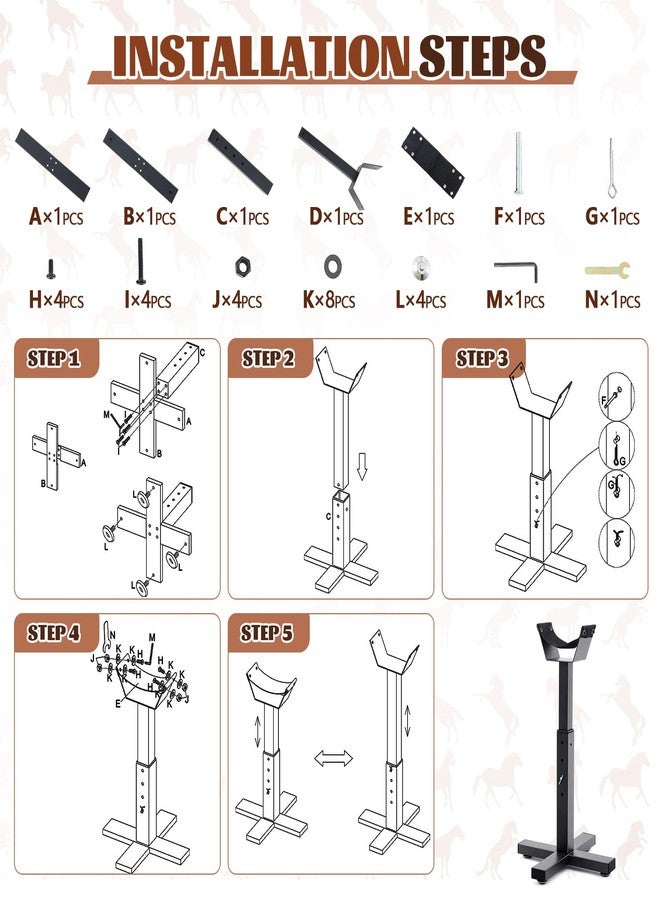 Abbylike Adjustable Farrier Stand Metal Blacksmith Farrier Horse Hoof Stand with 5 Adjustable Heights Cross Base Horse Hoof Trimming Tools for Equine Barefoot Trimming Shoeing Veterinary Care, Black - Image 4